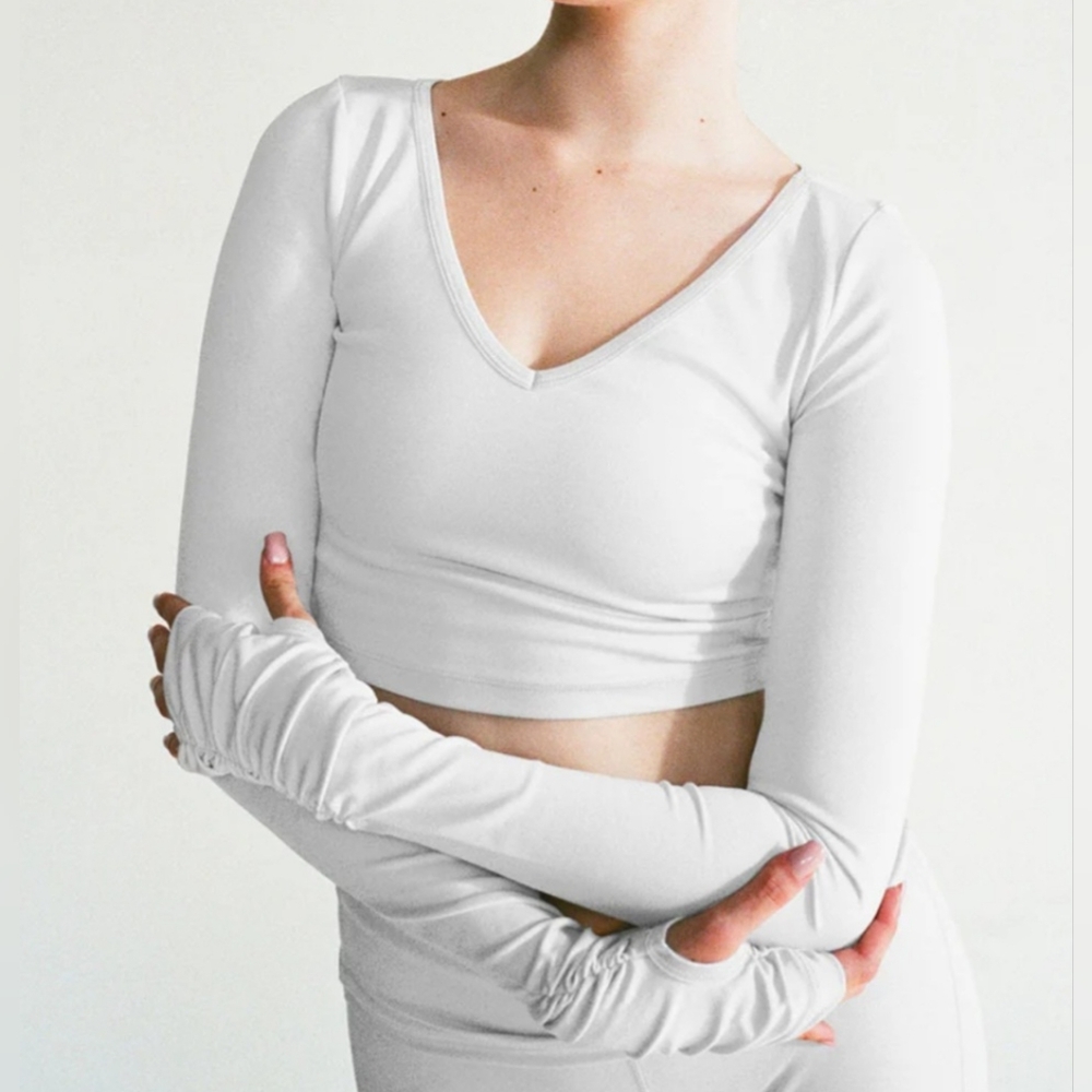 Plie Elastane Long Sleeve Crop Top